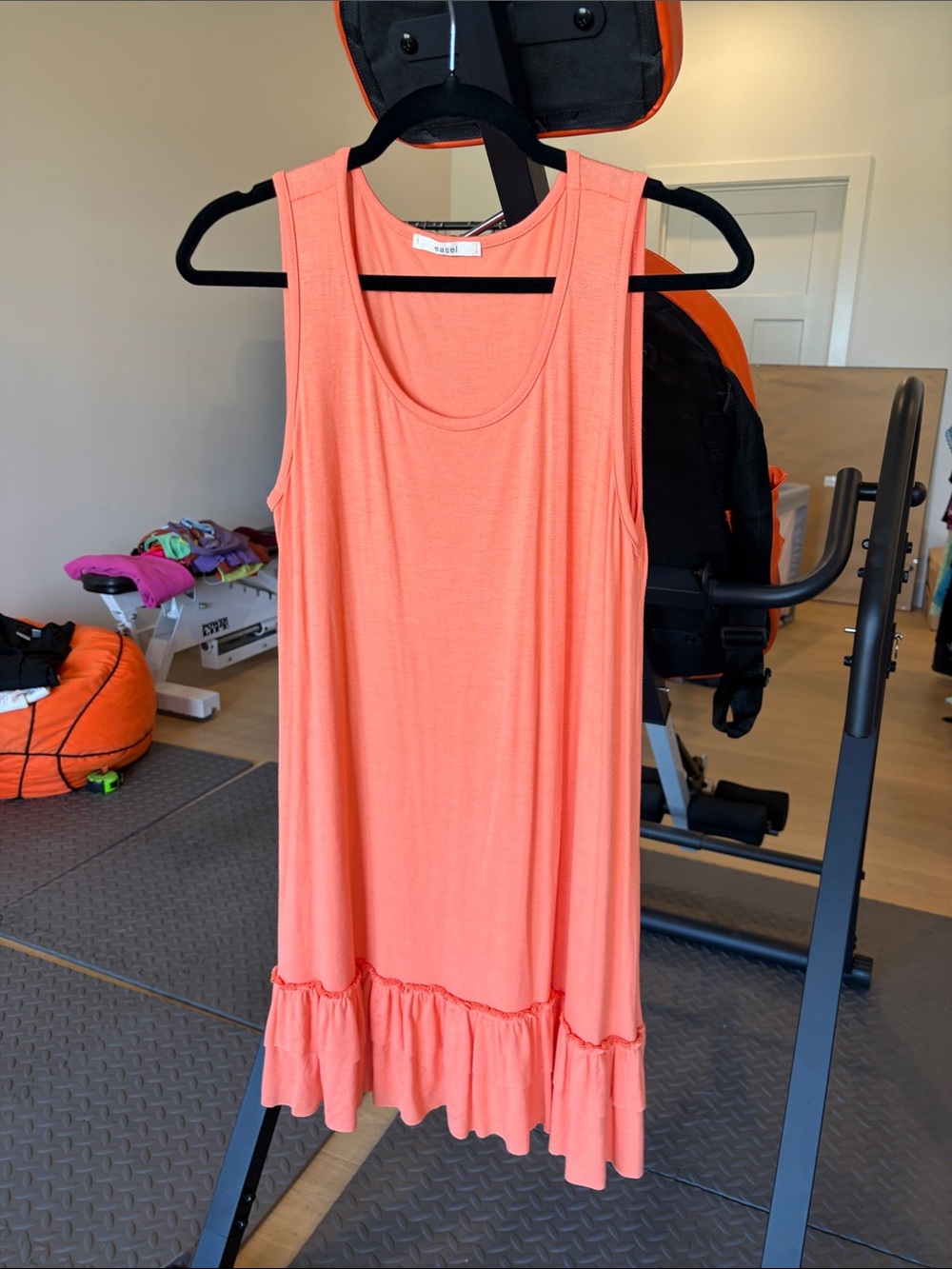 easel Coral Sleeveless Ruffled-Hem Midi Dress